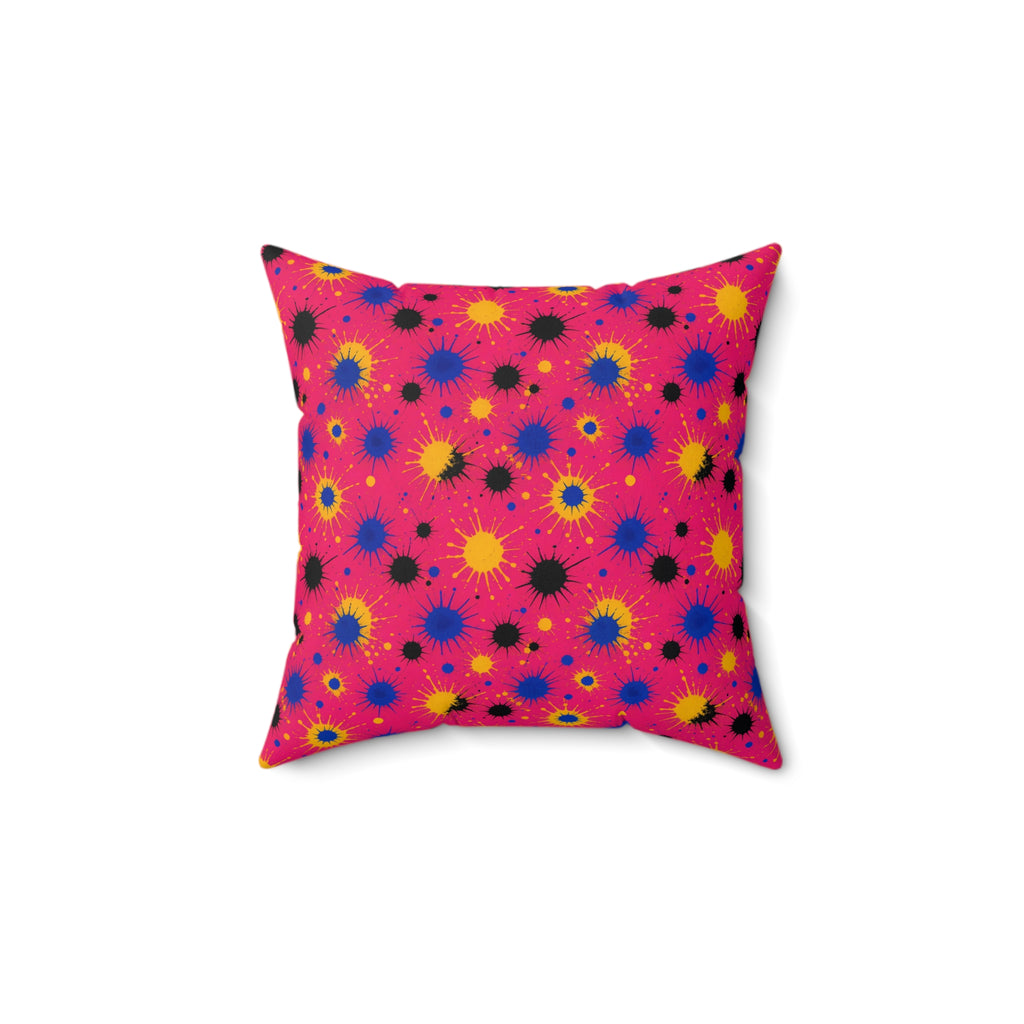 Pink Ground Splash Faux Suede Cushion – Ink Splash Pattern