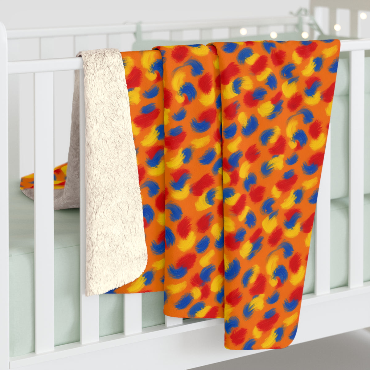 Wet Stroke Blends Sherpa Fleece Blanket – Expressionist Brushstroke Abstract Pattern