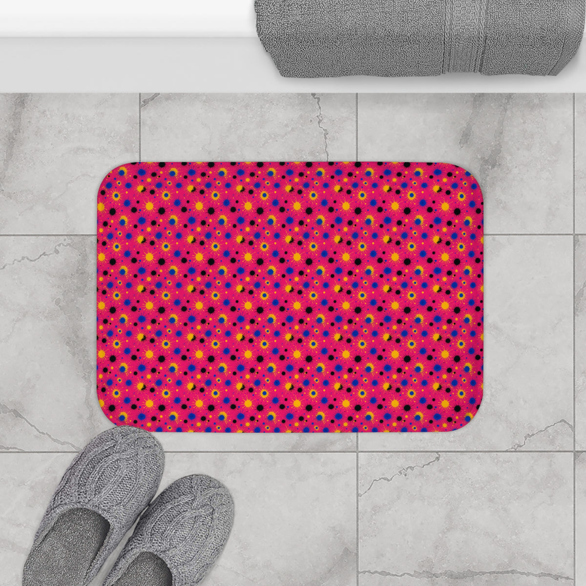 Pink Ground Splash Bath Mat – Ink Splash Pattern