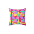 Cubist Block Quilt Faux Suede Cushion – Candy Pop on Raspberry
