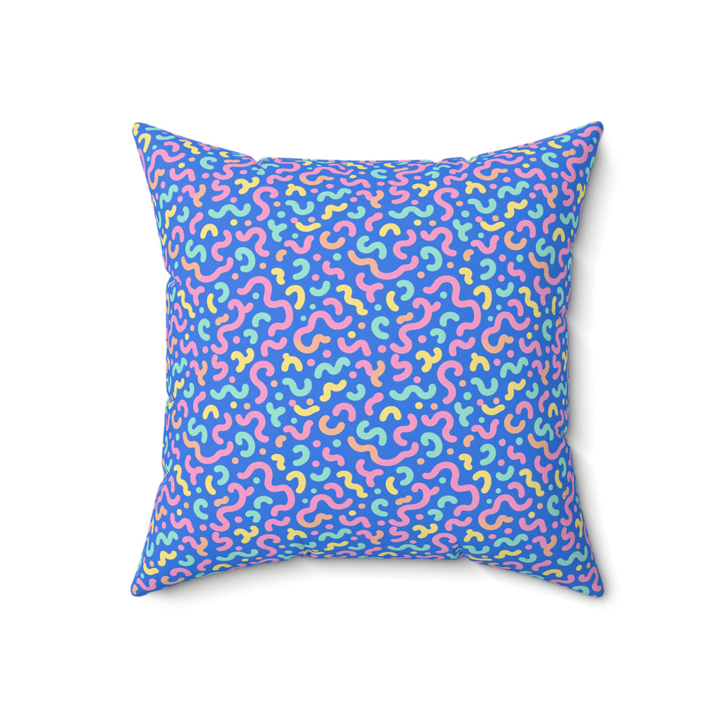 Squiggle Sweets Faux Suede Cushion – Soft Abstract Pattern