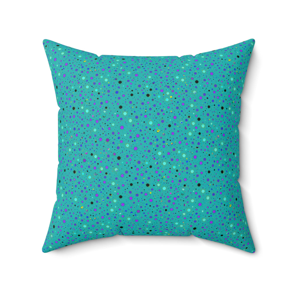Confetti Spatter Faux Suede Cushion – Peacock Jewel