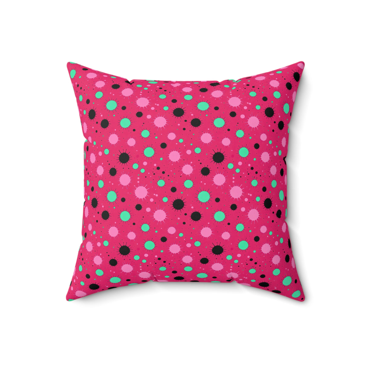 Blot Burst Faux Suede Cushion – Candy Pop on Raspberry