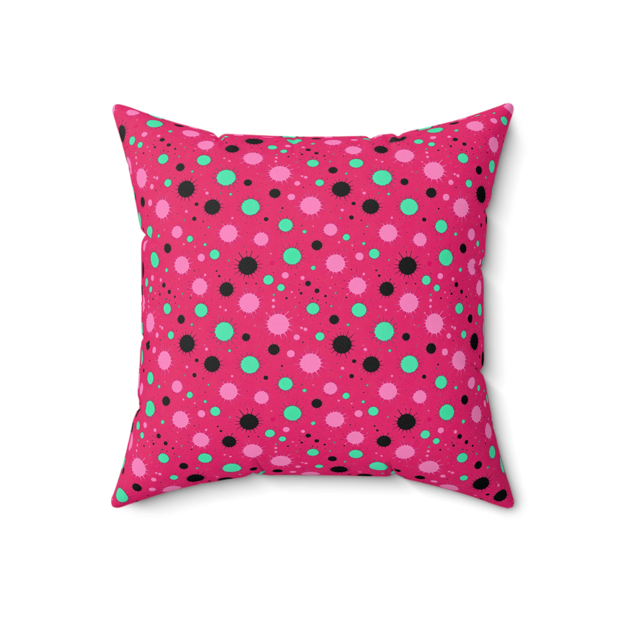Blot Burst Faux Suede Cushion – Candy Pop on Raspberry