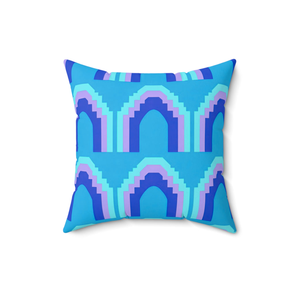 Grand Stepped Arches Faux Suede Cushion – Ice Jewel
