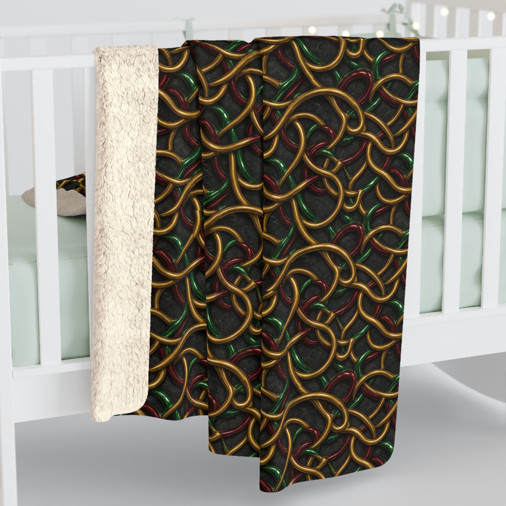 Jewel Metal Weave Sherpa Fleece Blanket – Holographic-Look Metal Pattern
