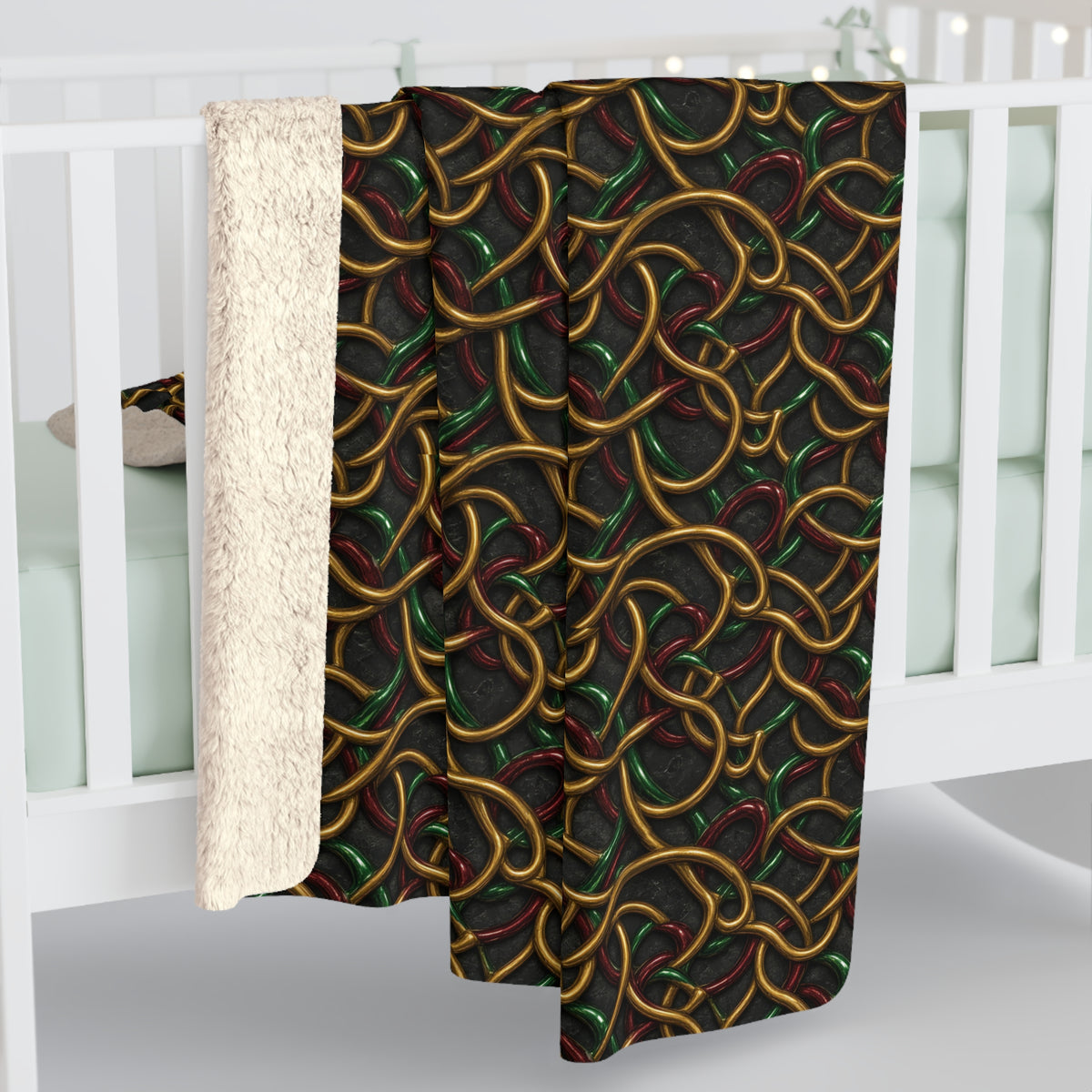 Jewel Metal Weave Sherpa Fleece Blanket – Holographic-Look Metal Pattern