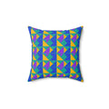 Jewel Block Quilt Faux Suede Cushion – Peacock Jewel