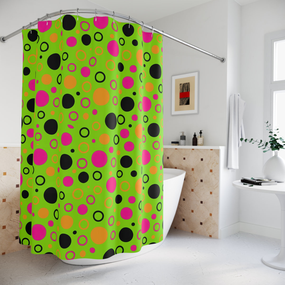 Bubble Outlines Shower Curtain – Tropical Punch