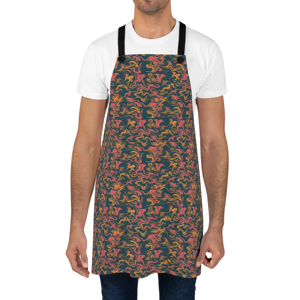Ink Contour Drift Apron – Suminagashi Pattern