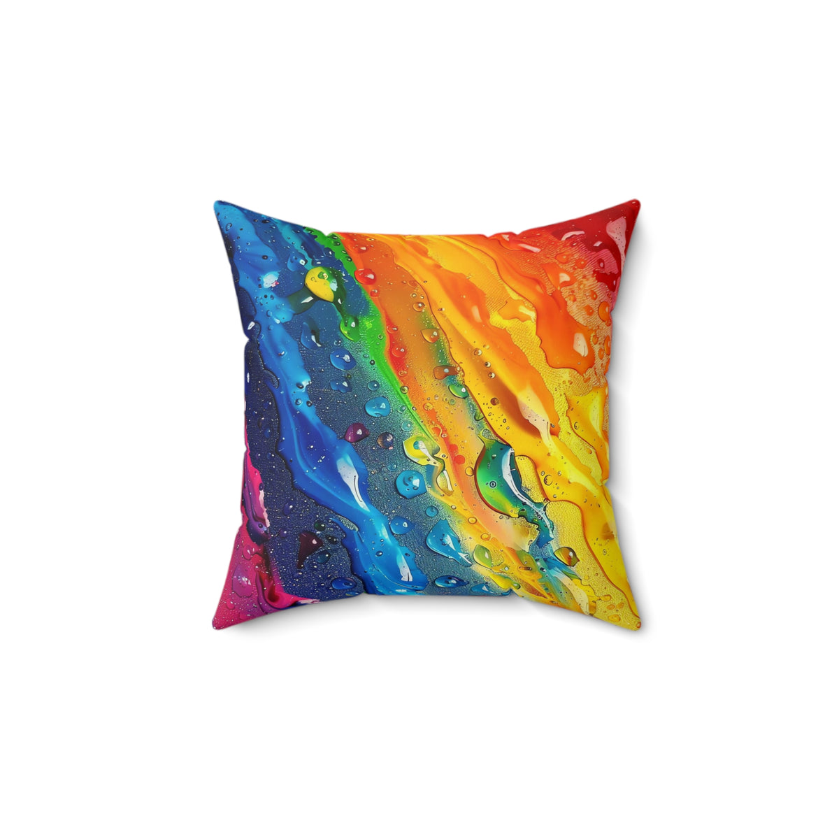 Rainbow Drip Pour Faux Suede Cushion – Fluid Pour Art