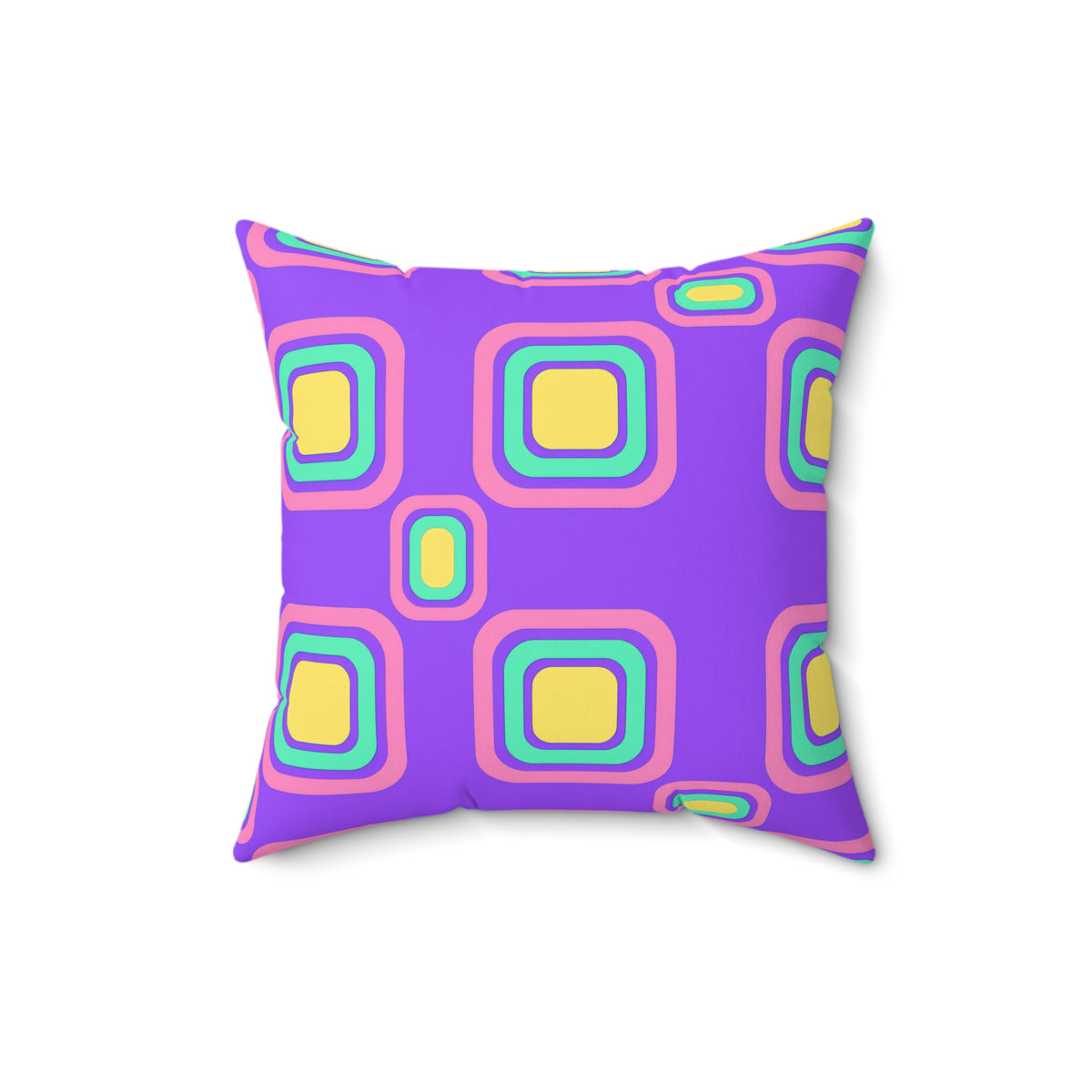 Big Ripple Squares Faux Suede Cushion – Candy Pastel on Grape