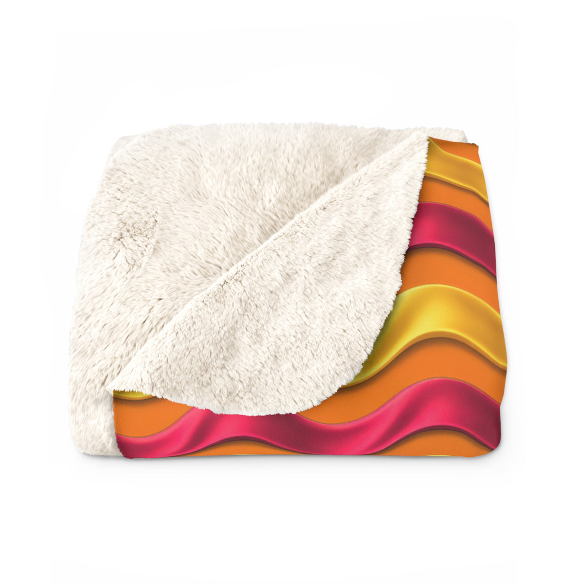 Satin Wave Bands Sherpa Fleece Blanket – Cranberry Spice