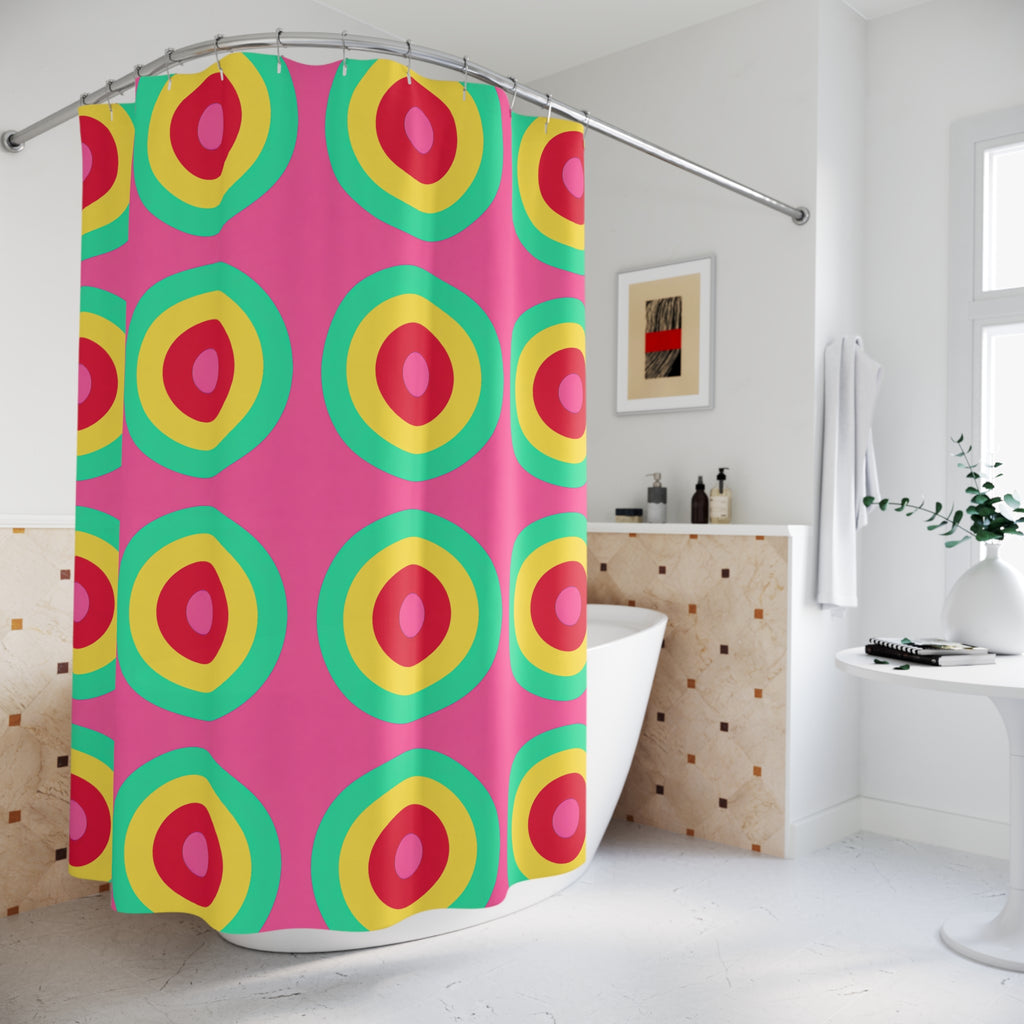 Giant Op-Art Jewel Rings Shower Curtain – Candy Christmas