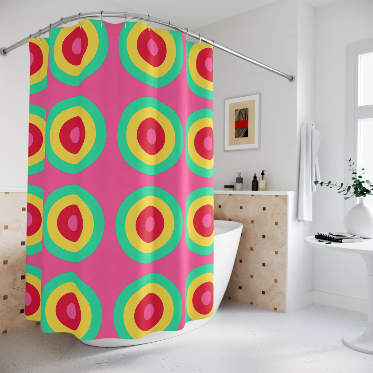 Giant Op-Art Jewel Rings Shower Curtain – Candy Christmas