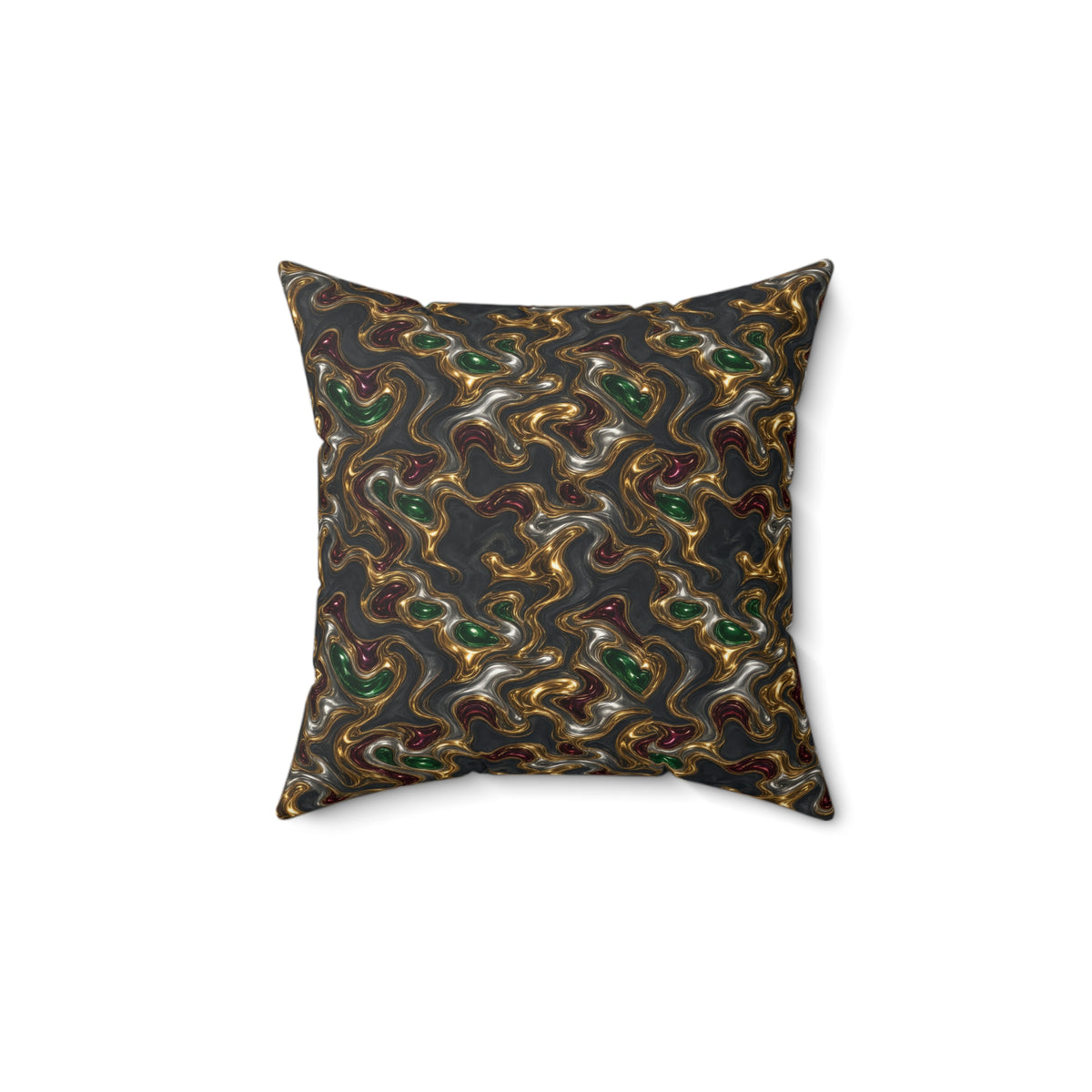 Gold Silver Ripples Faux Suede Cushion – Liquid Chrome Pattern