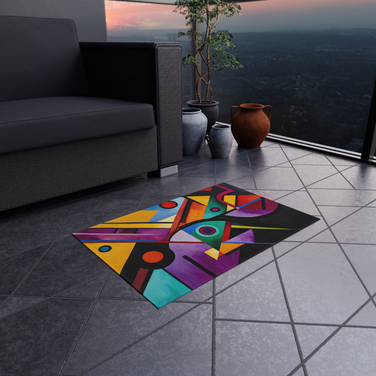 Geometric Night Rhythm Outdoor Rug – Geometric Abstract Art