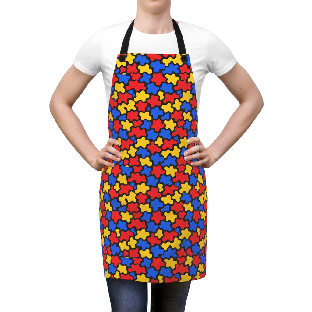 Blob Black Apron – Bold Primary Abstract Pattern