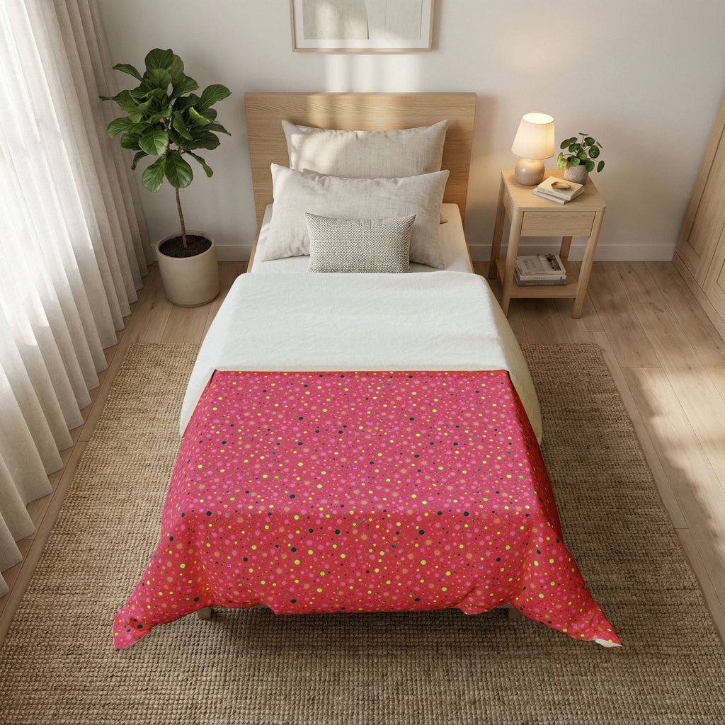 Confetti Spatter Cotton Duvet Cover – Candy Pop on Raspberry