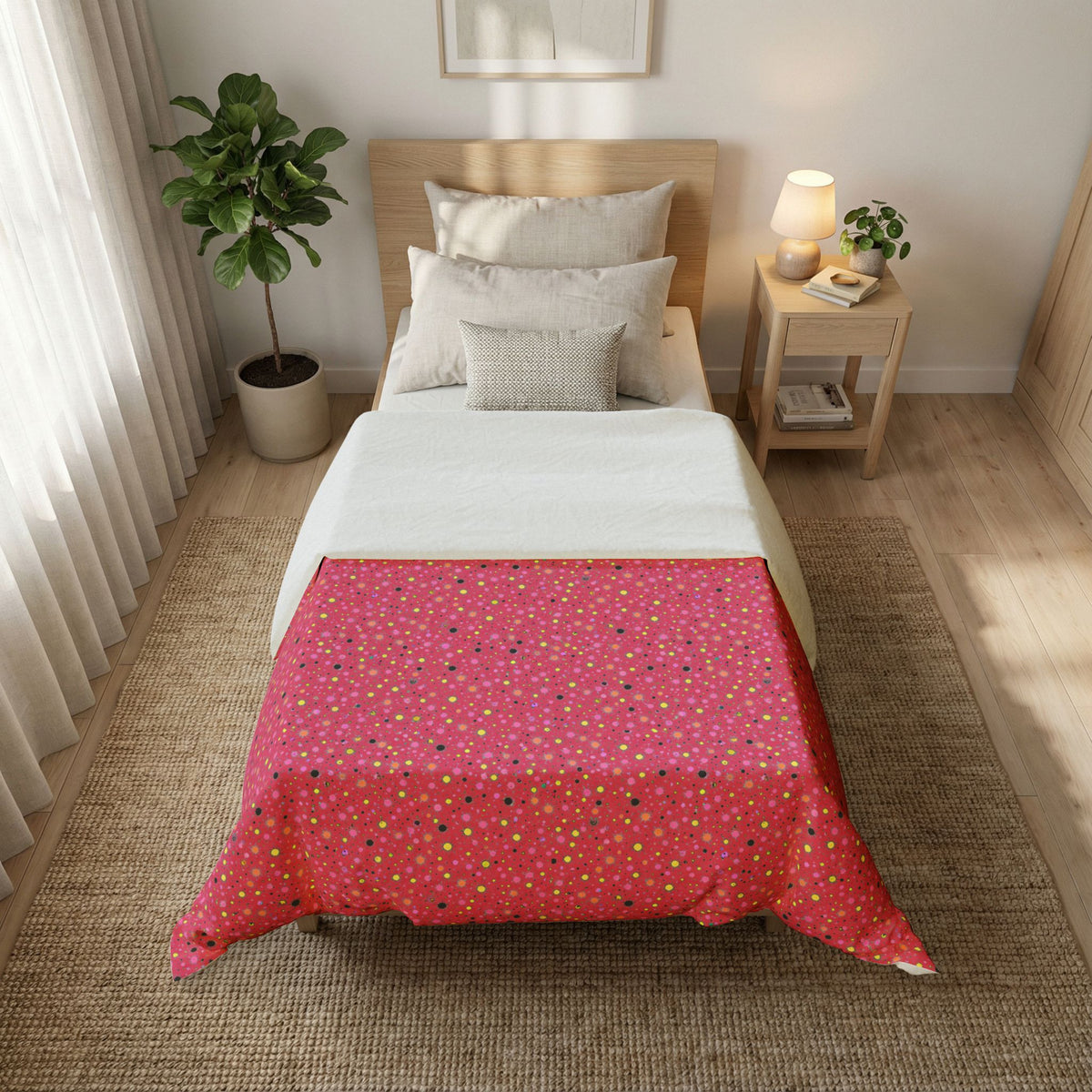 Confetti Spatter Cotton Duvet Cover – Candy Pop on Raspberry