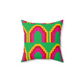 Grand Stepped Arches Faux Suede Cushion – Art-Deco Arches Pattern