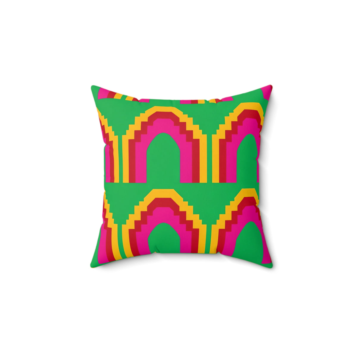 Grand Stepped Arches Faux Suede Cushion – Art-Deco Arches Pattern