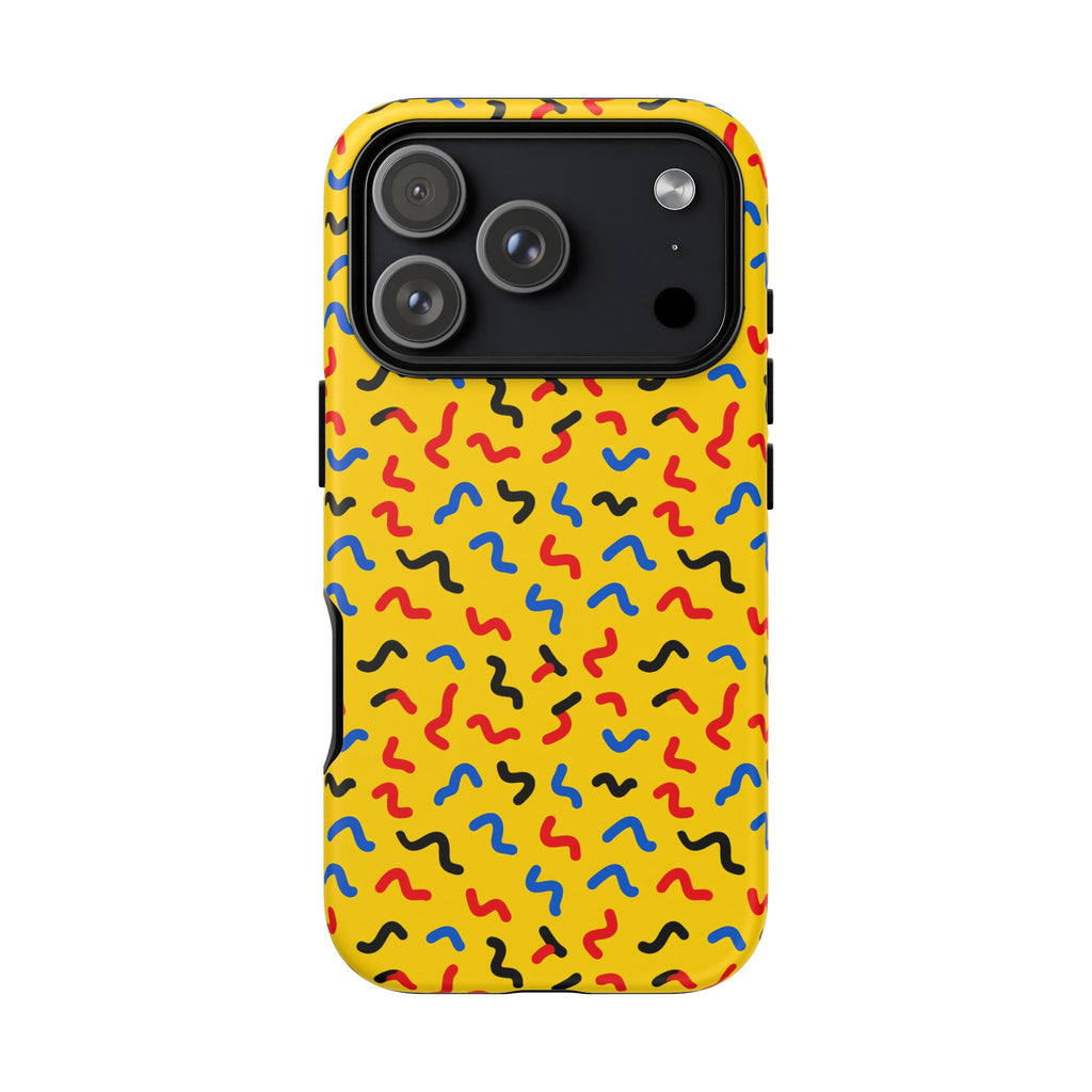 Squiggle Strokes Yellow Tough Phone Case – Bold Primary Abstract Pattern