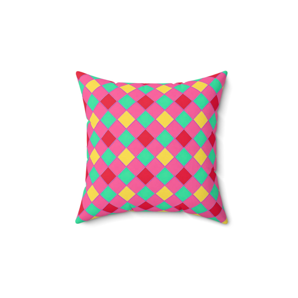 Jewel Harlequin Check Faux Suede Cushion – Candy Christmas