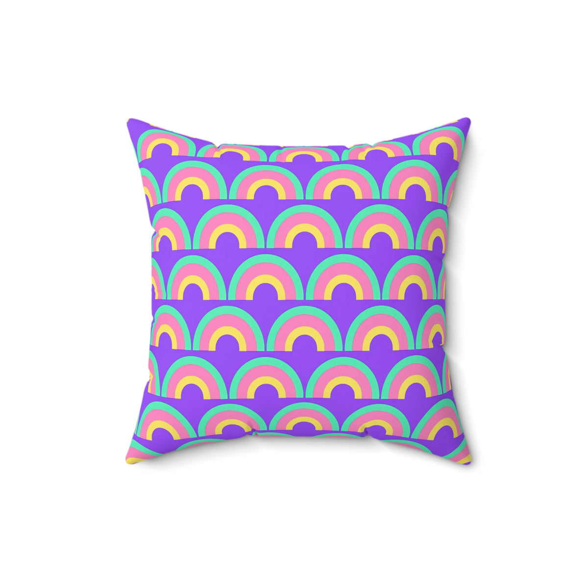 Chromatic Scallop Ripple Faux Suede Cushion – Candy Pastel on Grape