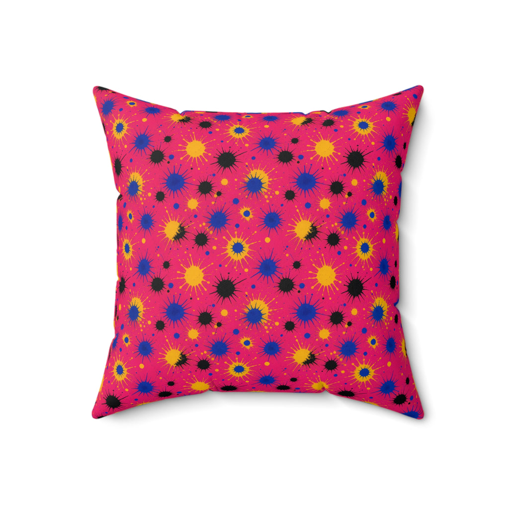 Pink Ground Splash Faux Suede Cushion – Ink Splash Pattern