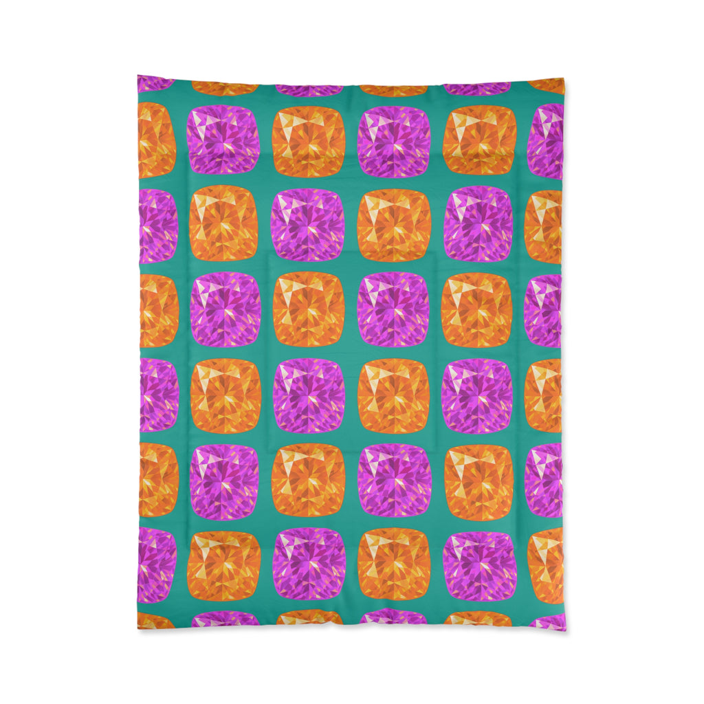 Giant Cut Gem Grid Comforter – Peacock Jewel