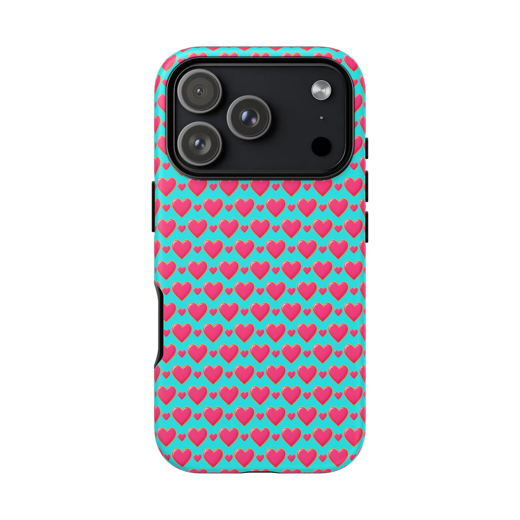 Heart Bubble Grid Tough Phone Case – Pop Hearts Pattern