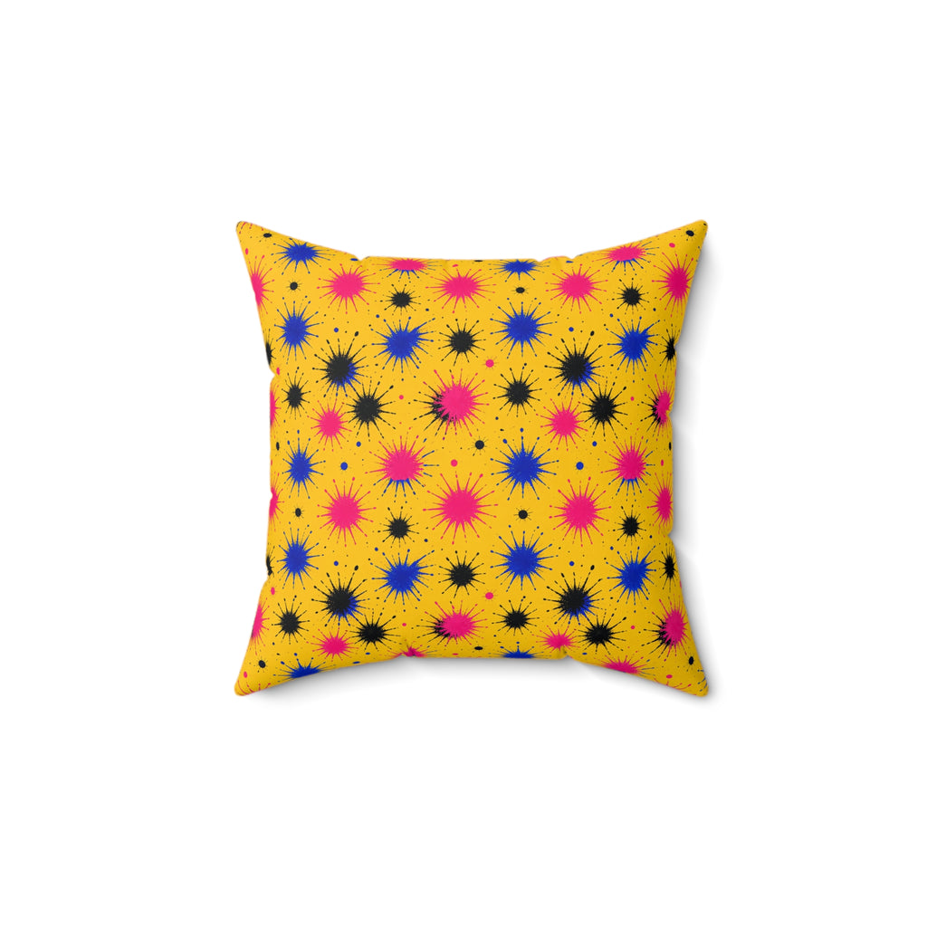 Splash Crowns Faux Suede Cushion – Ink Splash Pattern