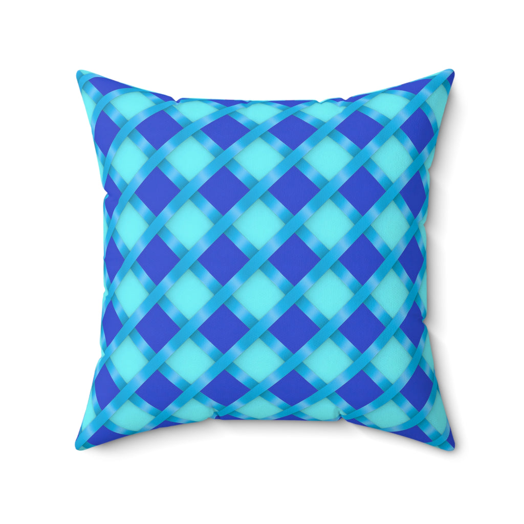 Broad Diamond Trellis Faux Suede Cushion – Ice Jewel