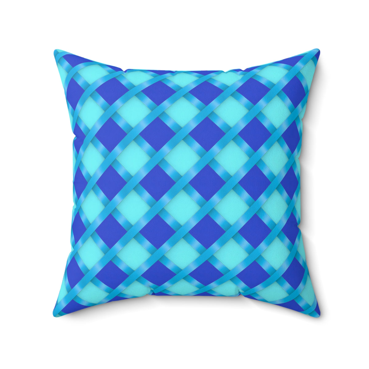 Broad Gold Diamond Trellis Faux Suede Cushion – Ice Jewel