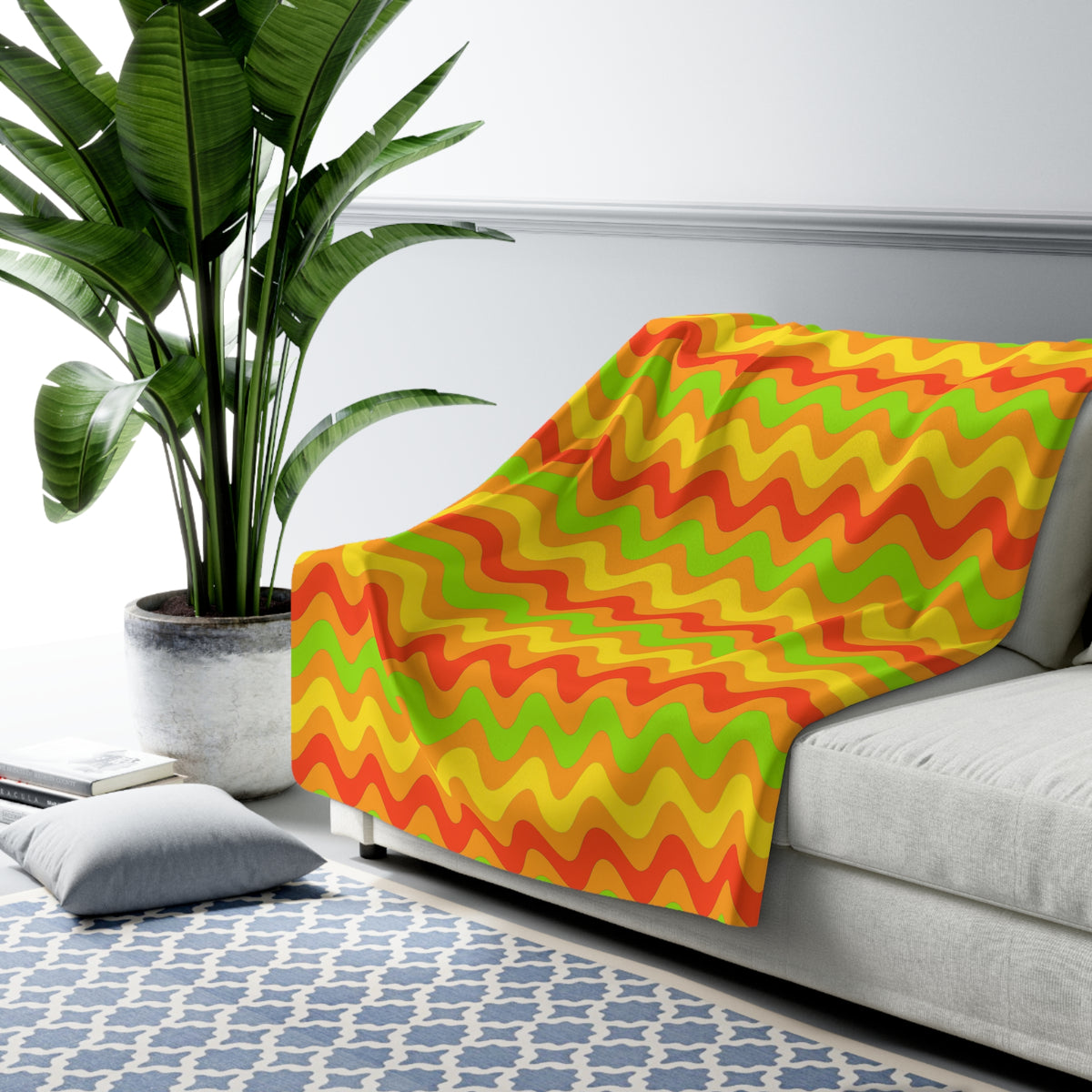 Big Ripple Chevrons Sherpa Fleece Blanket – Hot Citrus
