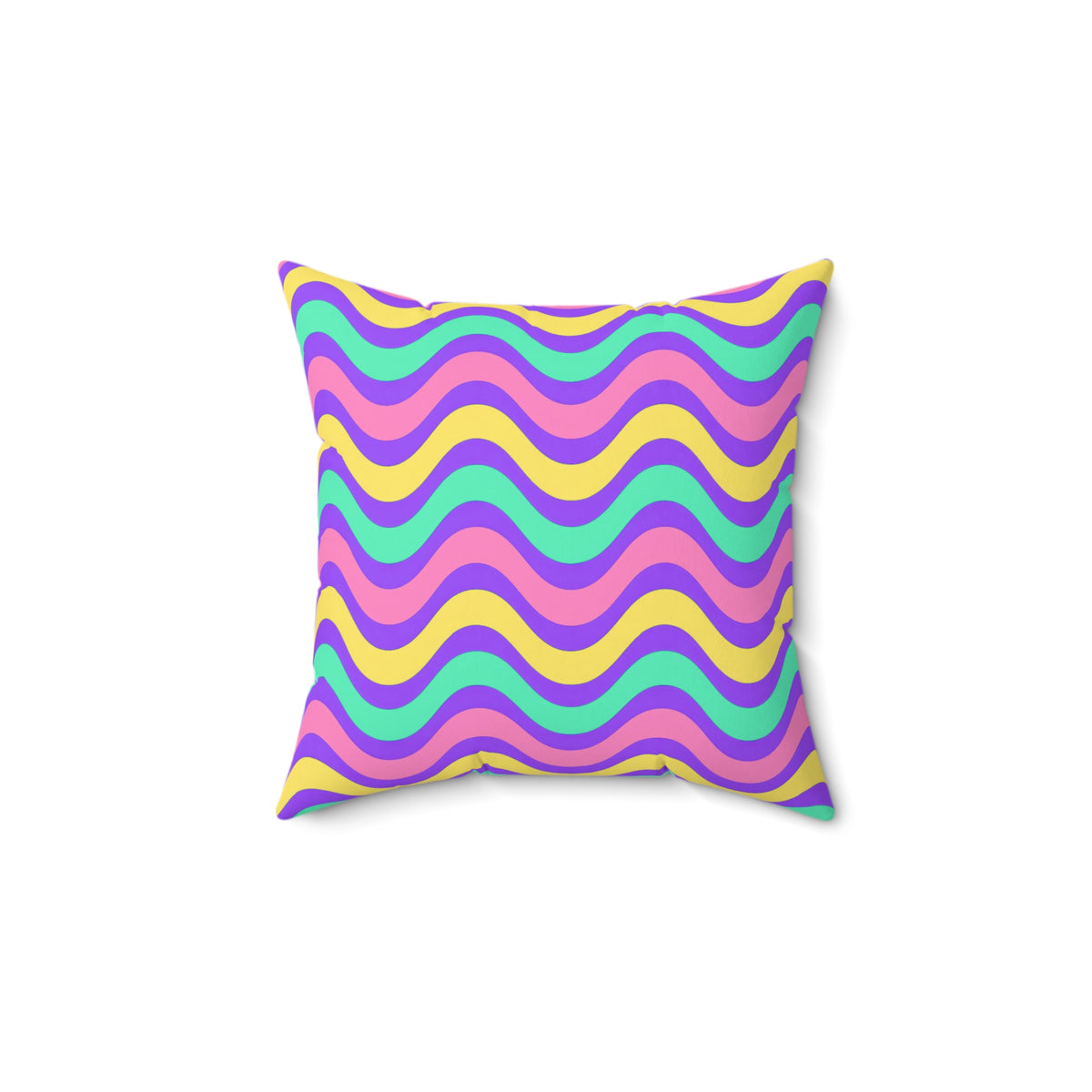 Wide Wave Interference Faux Suede Cushion – Candy Pastel on Grape