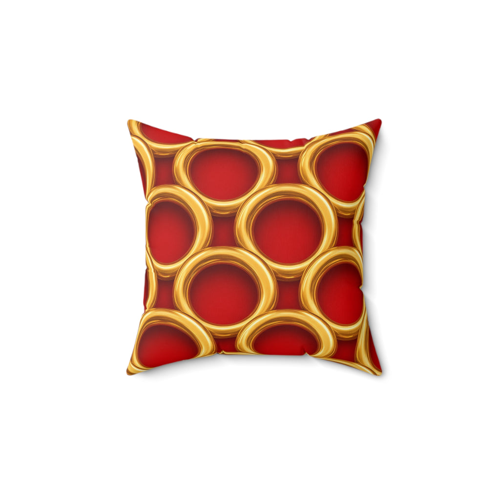 Big Gold Ring Weave Faux Suede Cushion – Liquid Chrome Weave Pattern