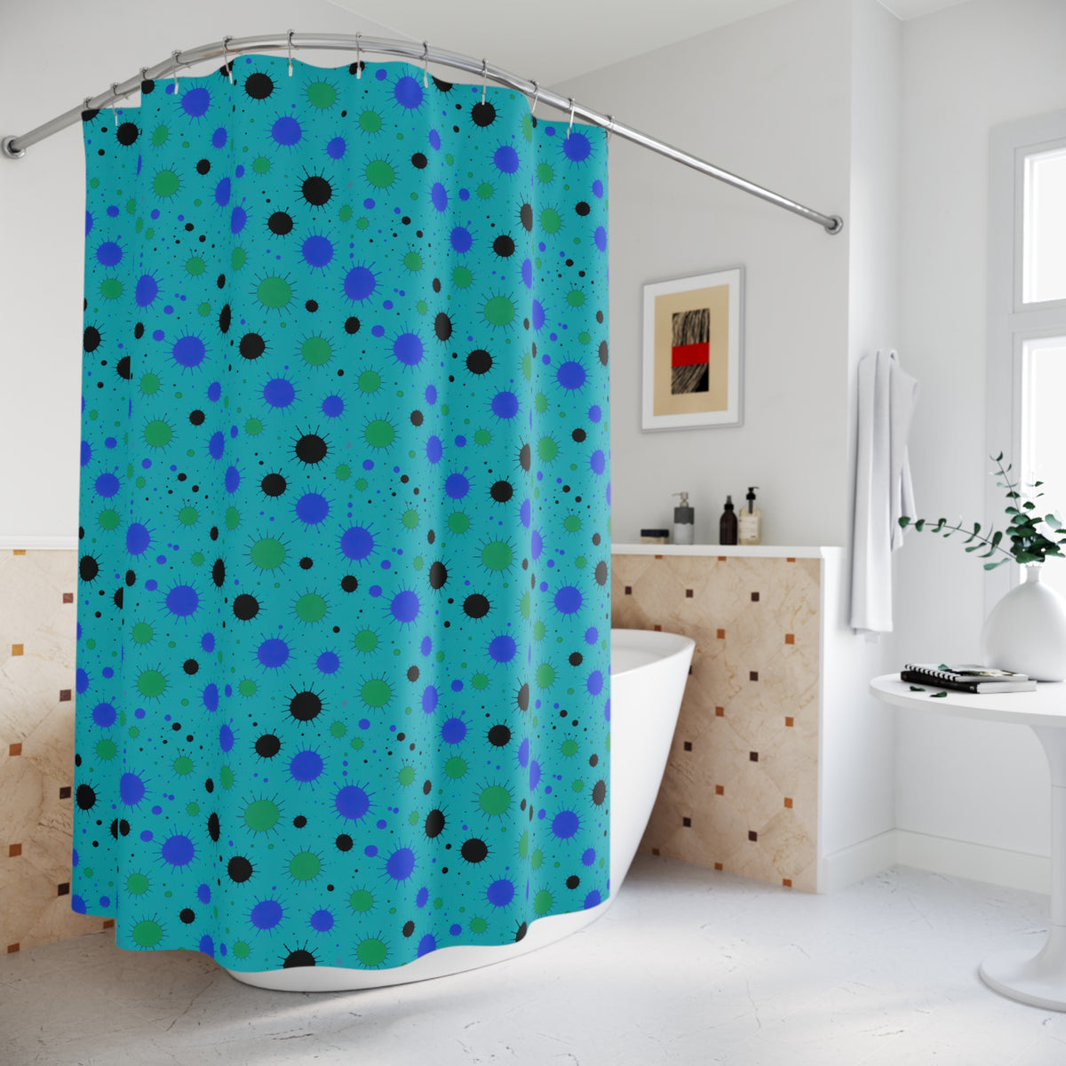 Blot Burst Shower Curtain – Peacock Jewel