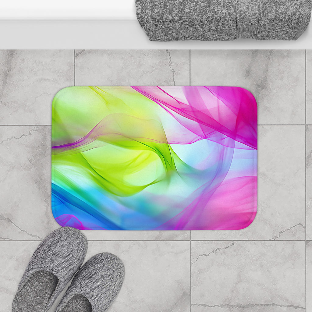 Silk Smoke Waves Bath Mat – Flowing Abstract Art