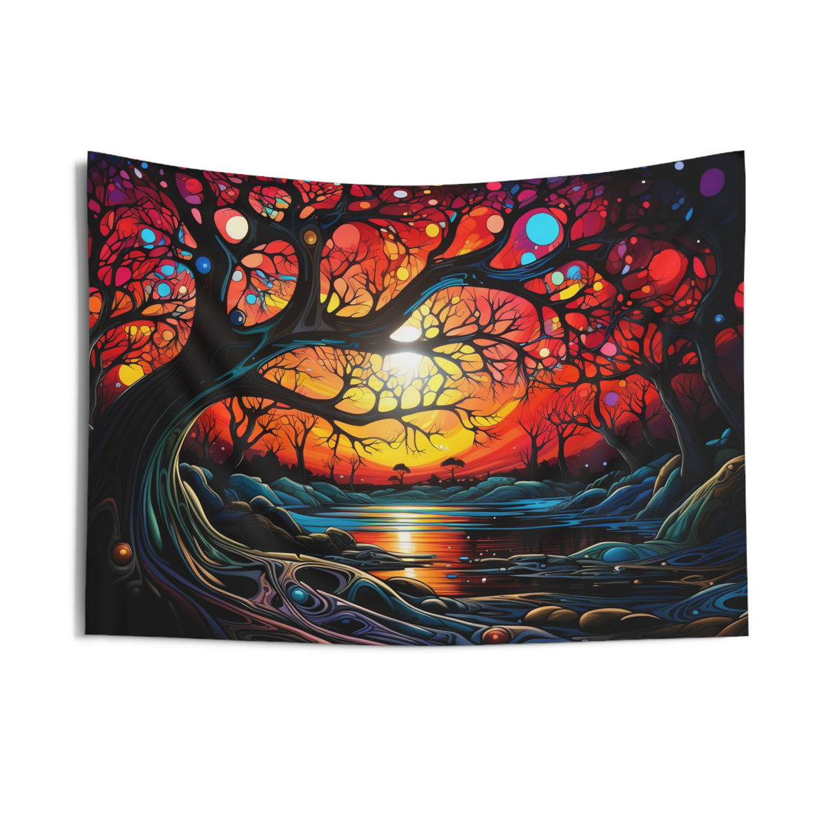Sunset Dream Tree Wall Tapestry – Surreal Dreamscape Art