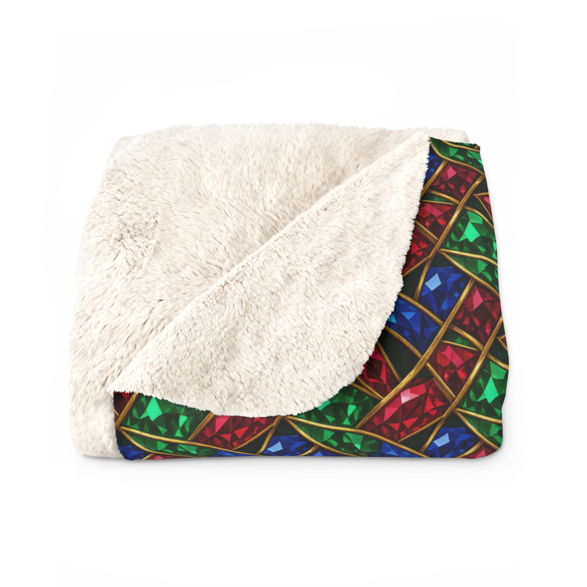 Jewel Prism Weave Sherpa Fleece Blanket – Kaleidoscopic Pattern