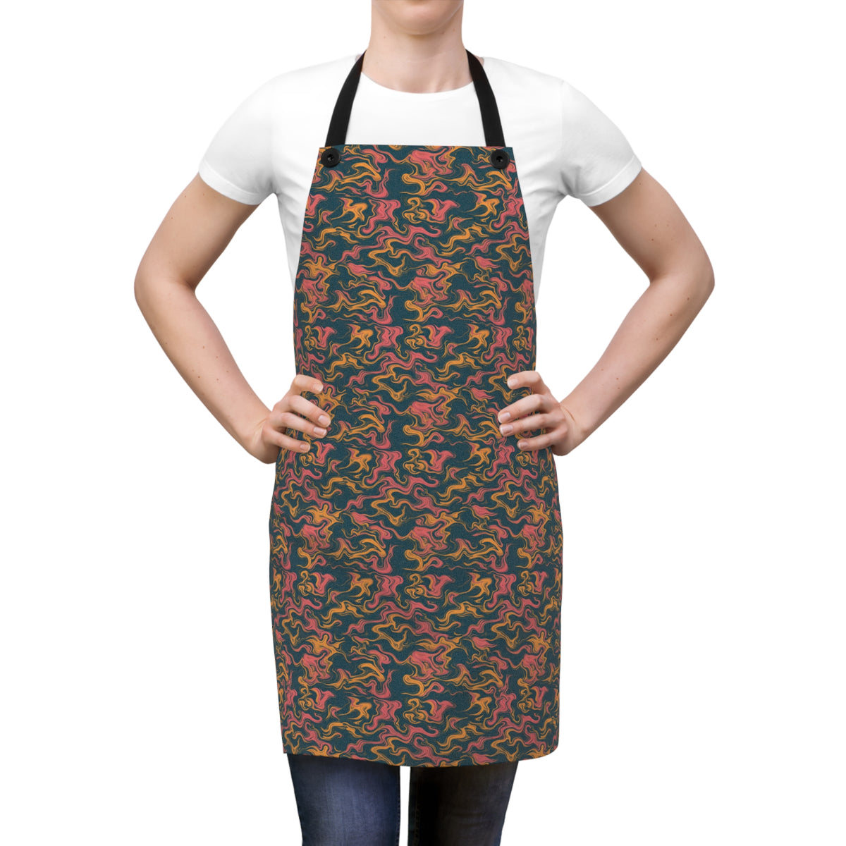 Ink Contour Drift Apron – Suminagashi Pattern