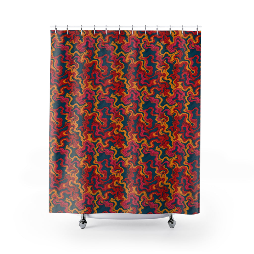 Ripple Thread Drift Shower Curtain – Suminagashi Pattern