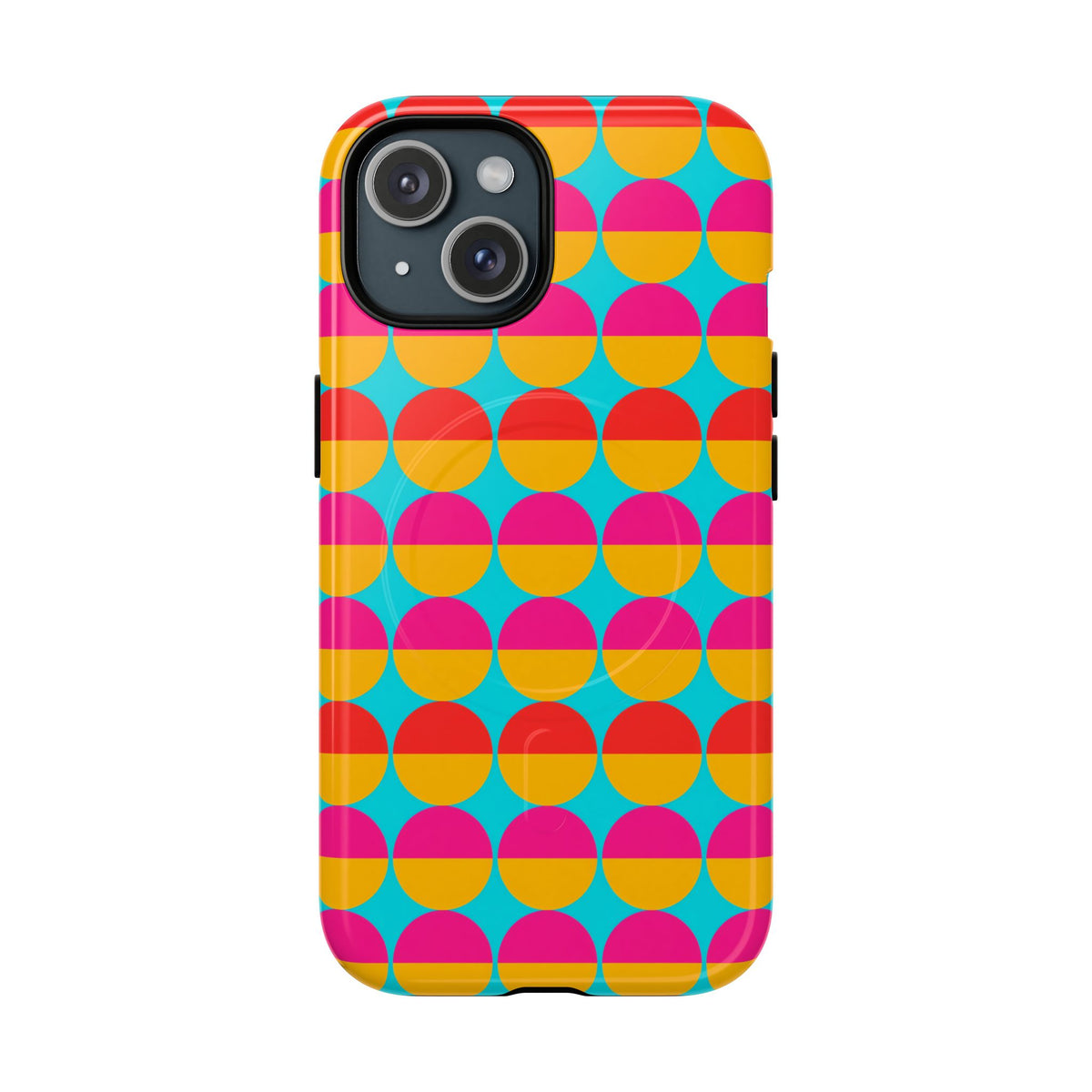 Half-Moon Stack Magnetic Tough iPhone Case – Geometric Blocks Pattern