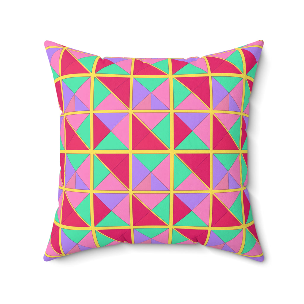 Split Square Fiesta Faux Suede Cushion – Candy Pop on Raspberry