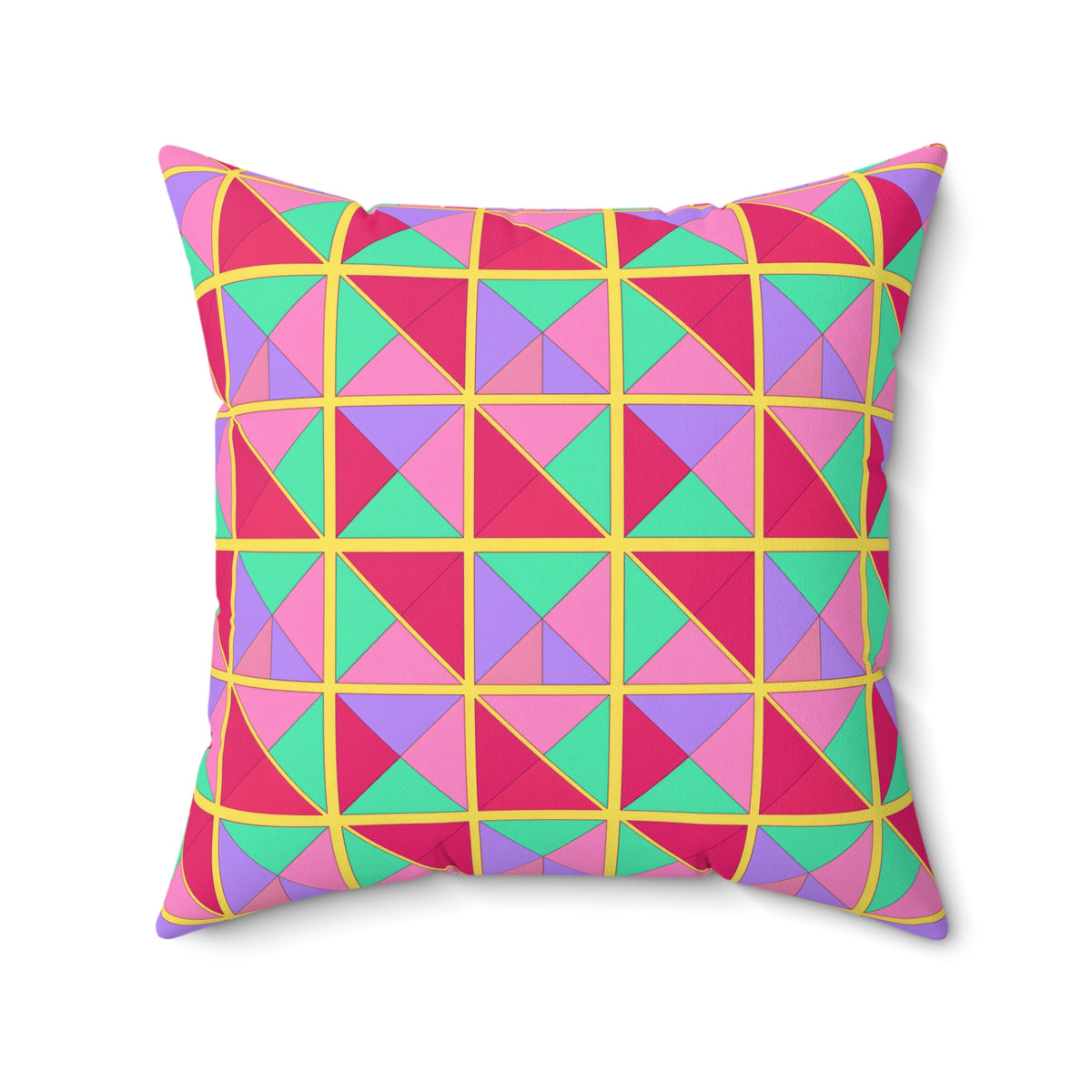 Split Square Fiesta Faux Suede Cushion – Candy Pop on Raspberry