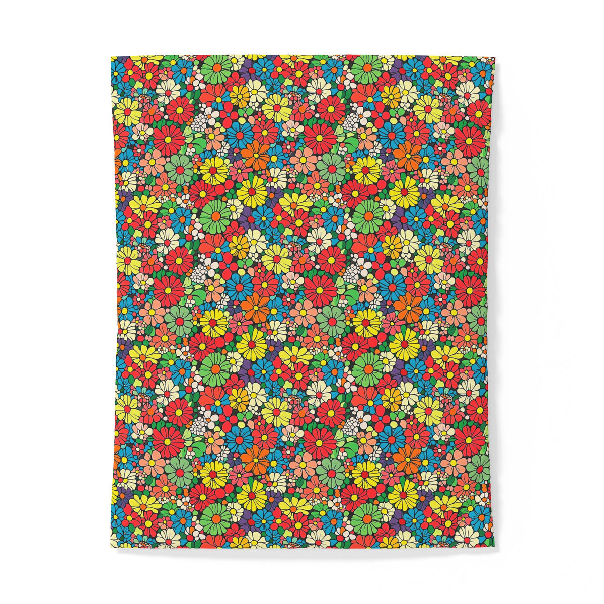 Flower Power Daisies Cotton Duvet Cover – Retro Floral Pattern
