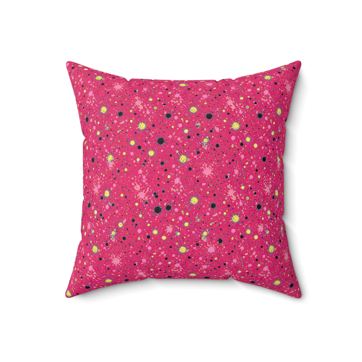 Pink Spray Field Faux Suede Cushion – Candy Pop on Raspberry