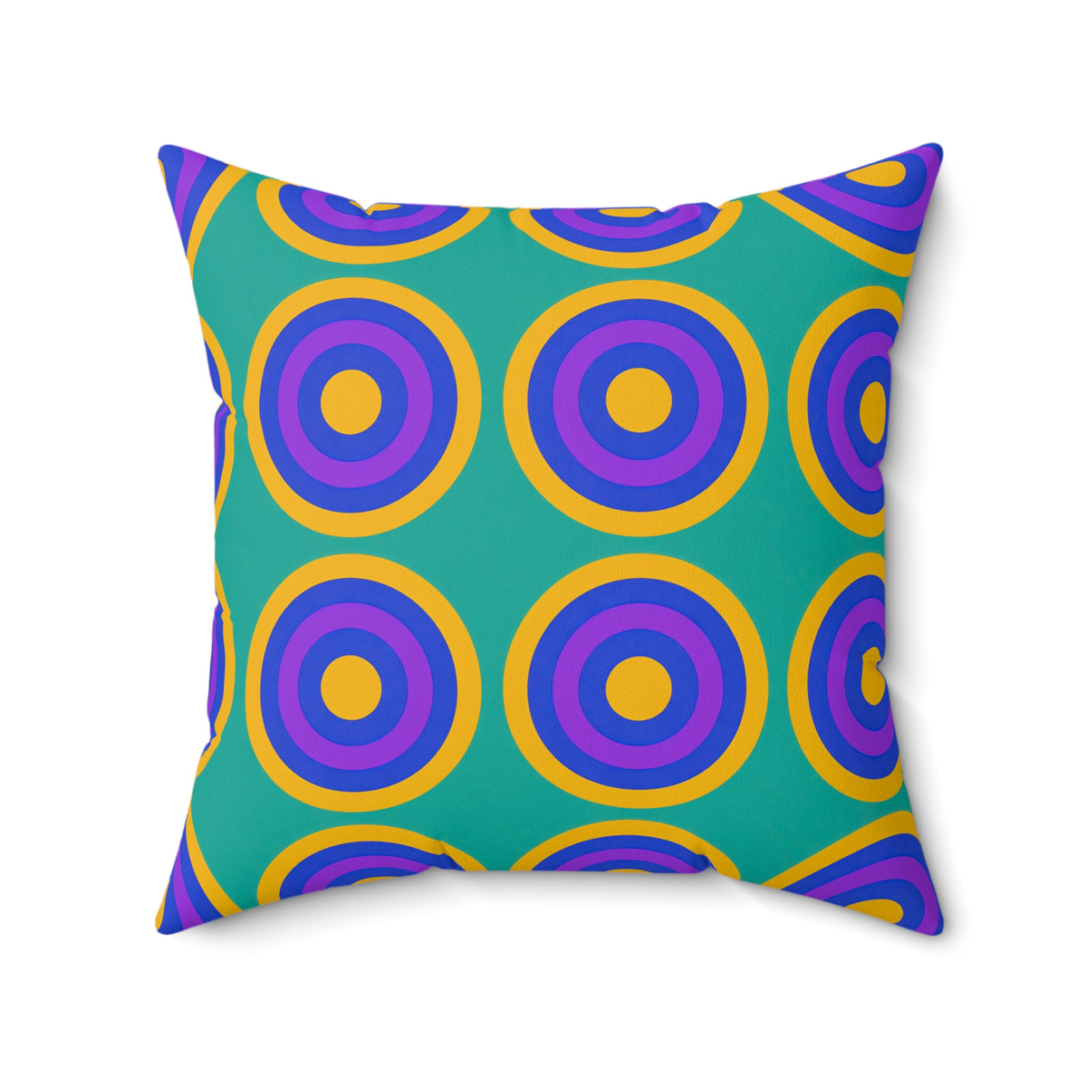Mega Ring Grid Faux Suede Cushion – Peacock Jewel